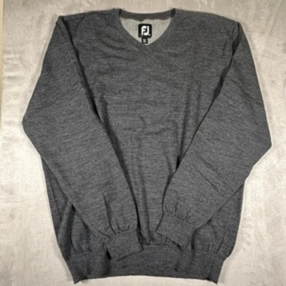 FootJoy V-Neck Sweater Mens 100% Wool Knit Pullover XL Gray